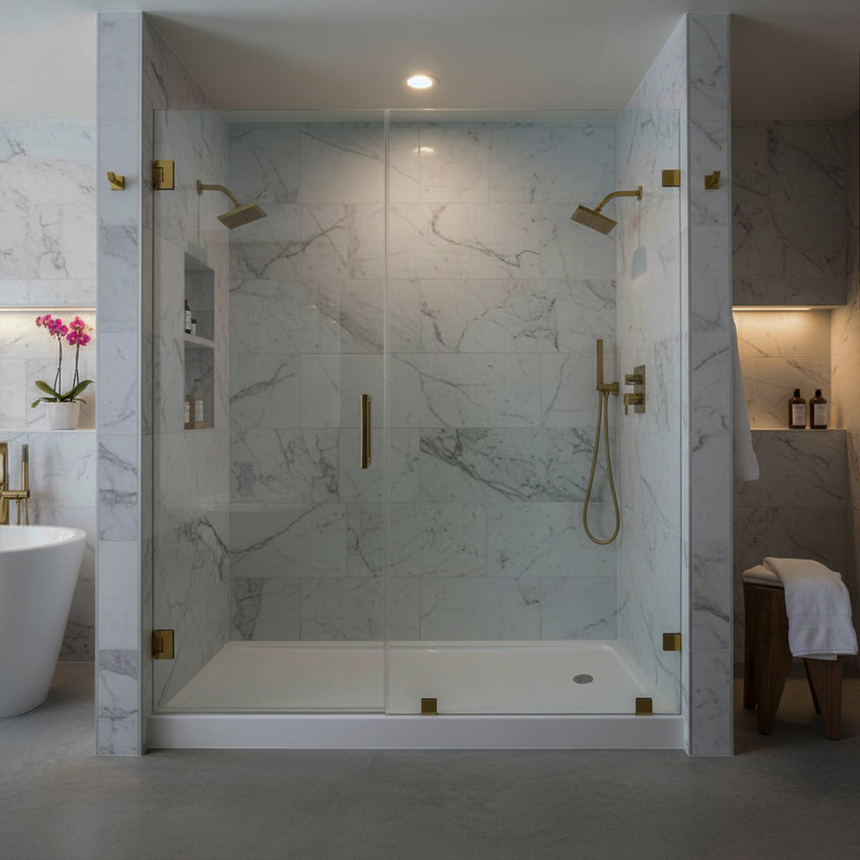 Shower Tray - Right Drain Single Threshold - Acrylic and Fiberglass - 60 X 32 X 5.5