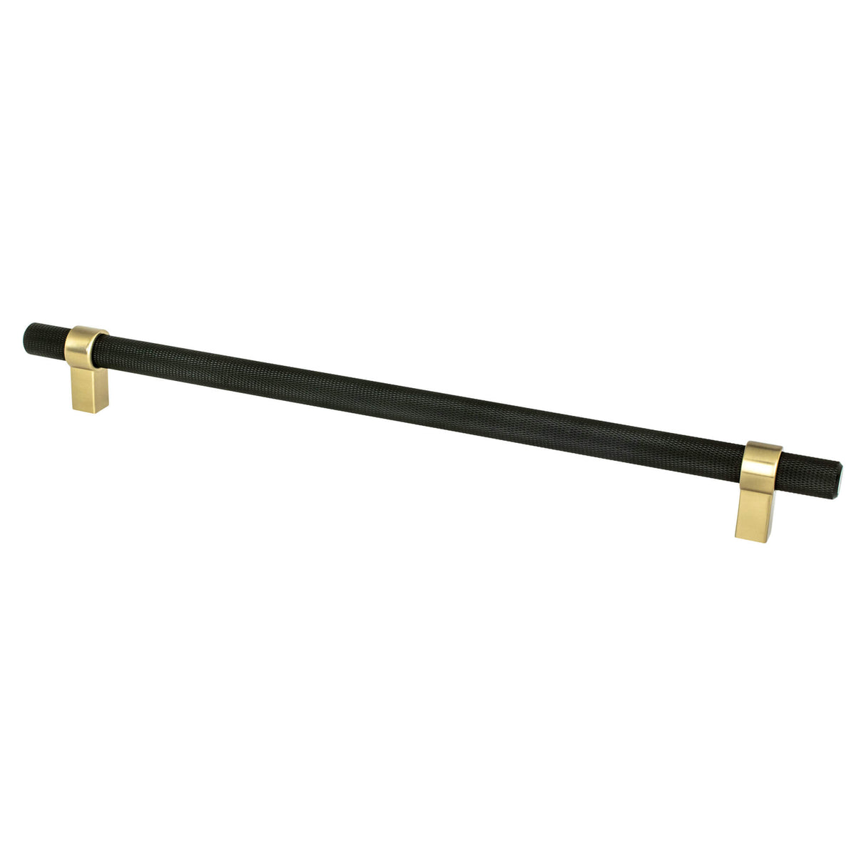 Radial Reign 12 inch CC Matte Black Bar and Modern Brushed Gold Posts Appliance Pull