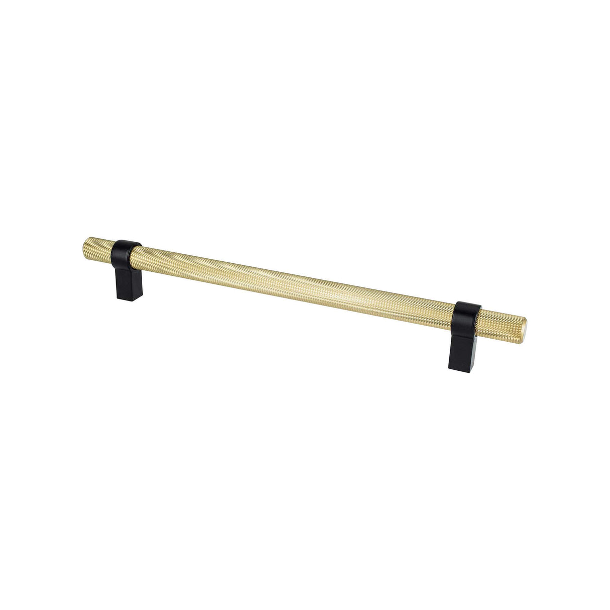 Radial Reign 12 inch CC Modern Brushed Gold Bar and Matte Black Posts Appliance Pull