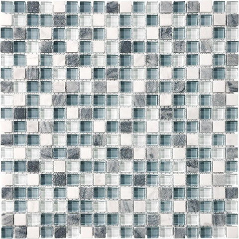 5/8 x 5/8 in Waterfall Glass Stone Blend Mosaic