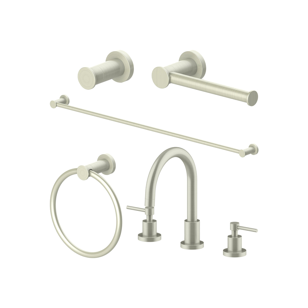 5 Piece Bathroom Faucet and Accessory Bundle(5BP-EMBYACCF-BN)