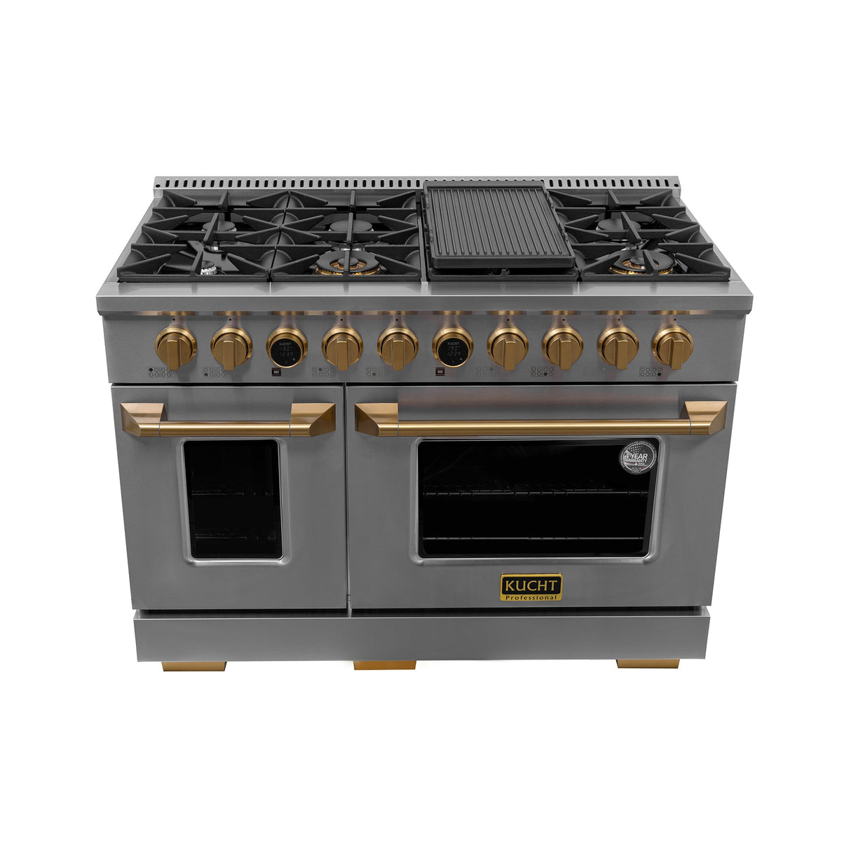 48 in. 6.7 cu. ft. 8 Burners Dual Fuel Range for Natural Gas in Stainless Steel with Kucht Horus Thermostat