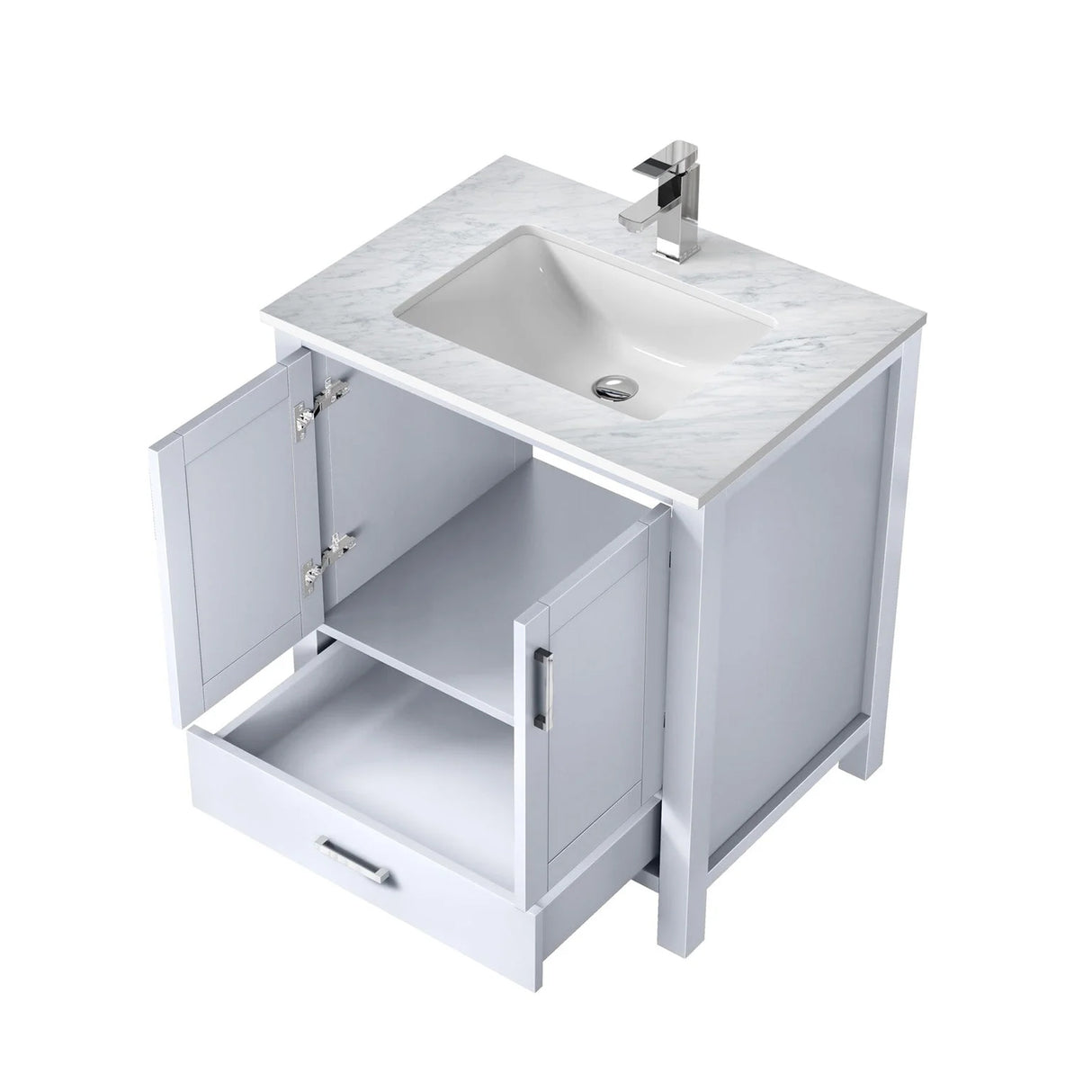 Jacques 30 in. Bathroom Freestanding Bathroom Vanity With Undermount Ceramic Sink, White Carrara Marble