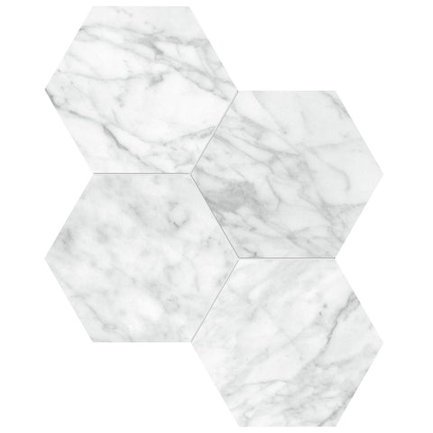 6 In Hexagon La Marca Carrara Gioia Polished Glazed Porcelain Mosaic Tile