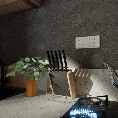 6 In Hexagon Mjork Carbon Matte Color Body Porcelain Mosaic - BUILDMYPLACE