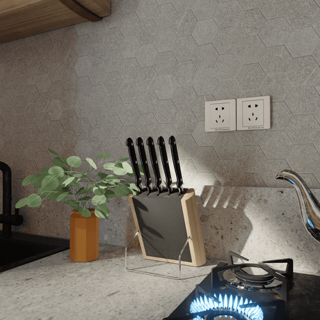 6 In Hexagon Mjork Clay Matte Color Body Porcelain Mosaic - BUILDMYPLACE