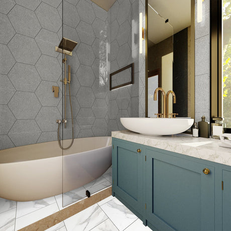 6 In Hexagon Mjork Clay Matte Color Body Porcelain Mosaic - BUILDMYPLACE