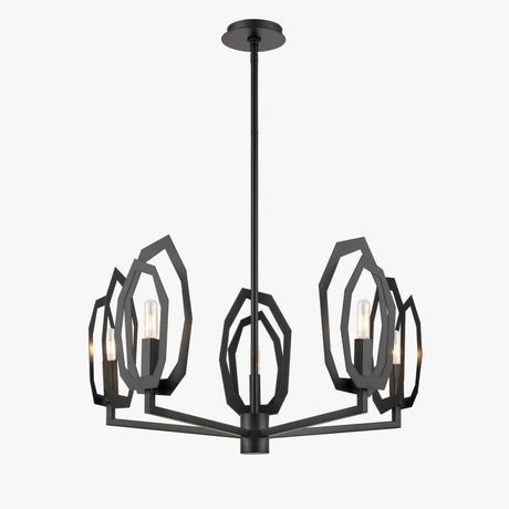 6 - Light Black Finish Chandelier Light with Snow Glass, E12 Base, Width 24" Height 10", 120V, Bulb Type B10, Socket type E12, Max wattage Per Socket 60W - BUILDMYPLACE