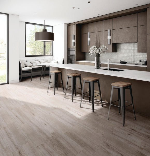 6" x 24" In MZ Edgewood Steel Light Gray Porcelain Plank Builder's Grade - BUILDMYPLACE