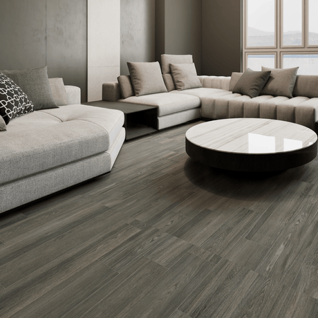 6 X 24 In Vintagewood Carbon Matte Pressed Glazed Porcelain - BUILDMYPLACE