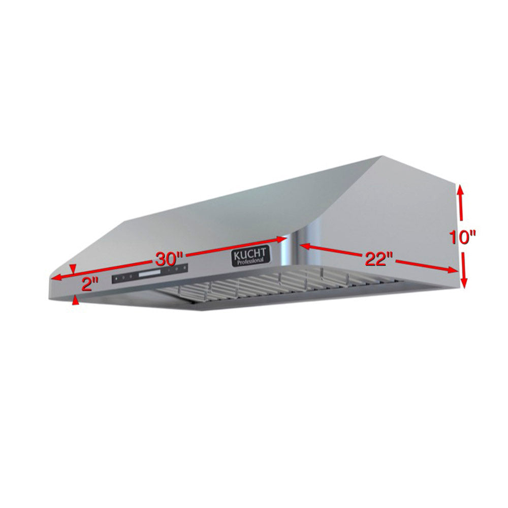 KUCHT 30 in. Professional Under Cabinet Range Hood 900CFM in Stainless Steel KRH 1A