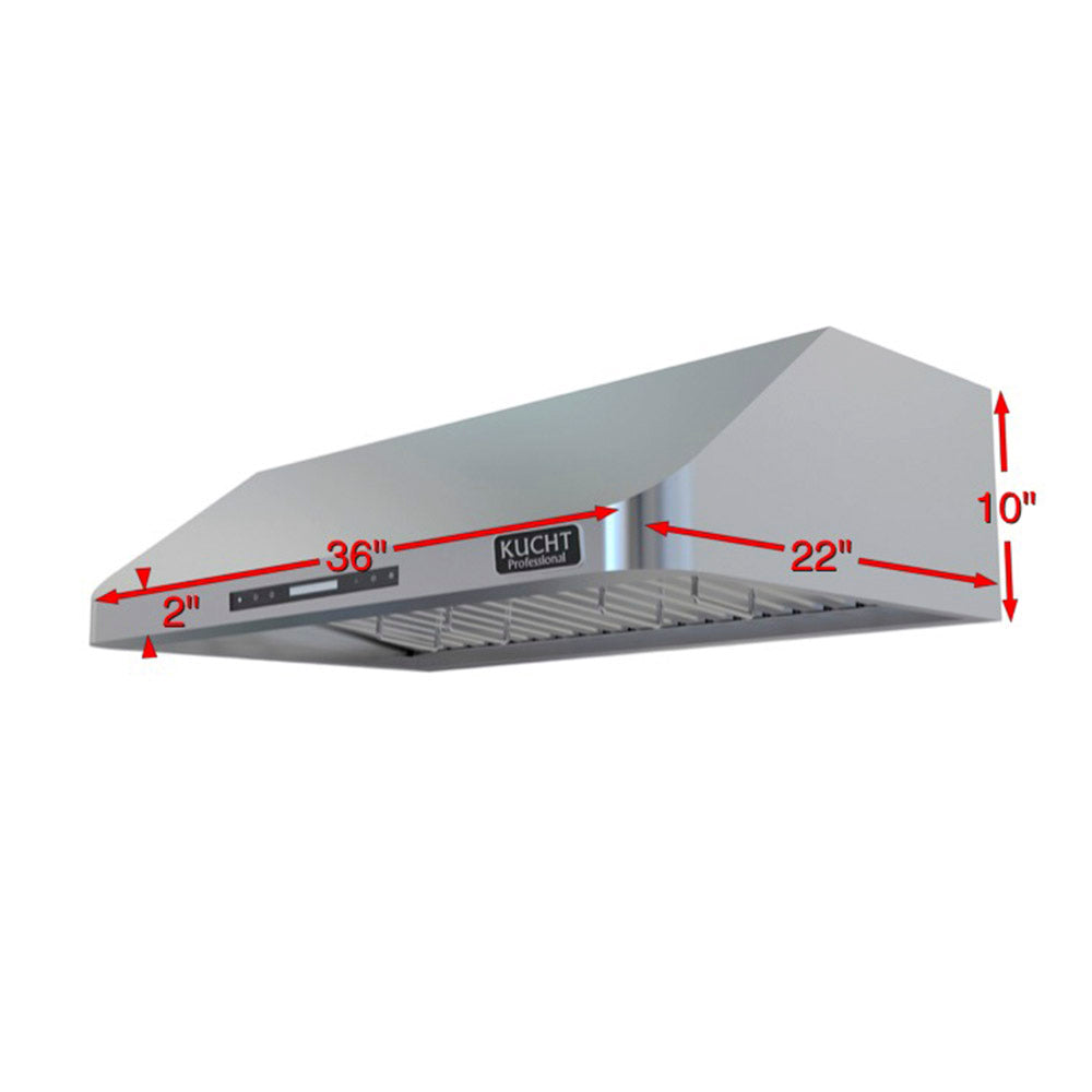 KUCHT 36 in. Professional Under Cabinet Range Hood 900CFM in Stainless Steel KRH 1A