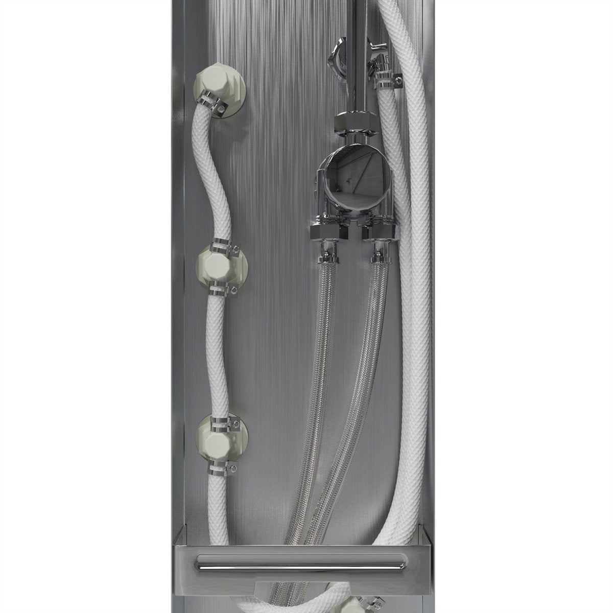 65 in. 6 - Jet Stainless Steel Shower Panel System with Fixed Round Rainfall Showerhead & Handheld Shower, Self - Cleaning & Jet Massage Feature - BUILDMYPLACE