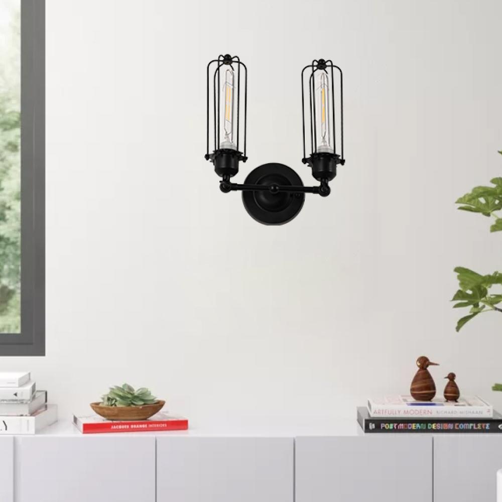 Birdcage Shape Bathroom Light Fixtures, Matte Black Finish, 1-Light/2-Light, E26 Base, UL Listed, For Dry Locations, Wall Mount, Bathroom Vanity Lighting