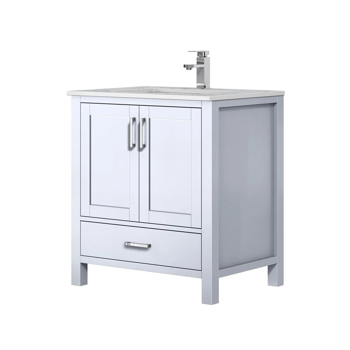 Jacques 30 in. Bathroom Freestanding Bathroom Vanity With Undermount Ceramic Sink, White Carrara Marble
