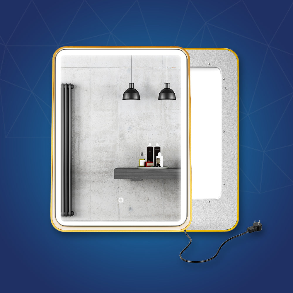 LED Lighted Bathroom Vanity Mirror With Shelf, Wall-Mounted, Touch Switch, Anti-Fog Adjustable Color Temperature & Remembrance, CRI 90+, Lighted Makeup Mirrors, Raven Style