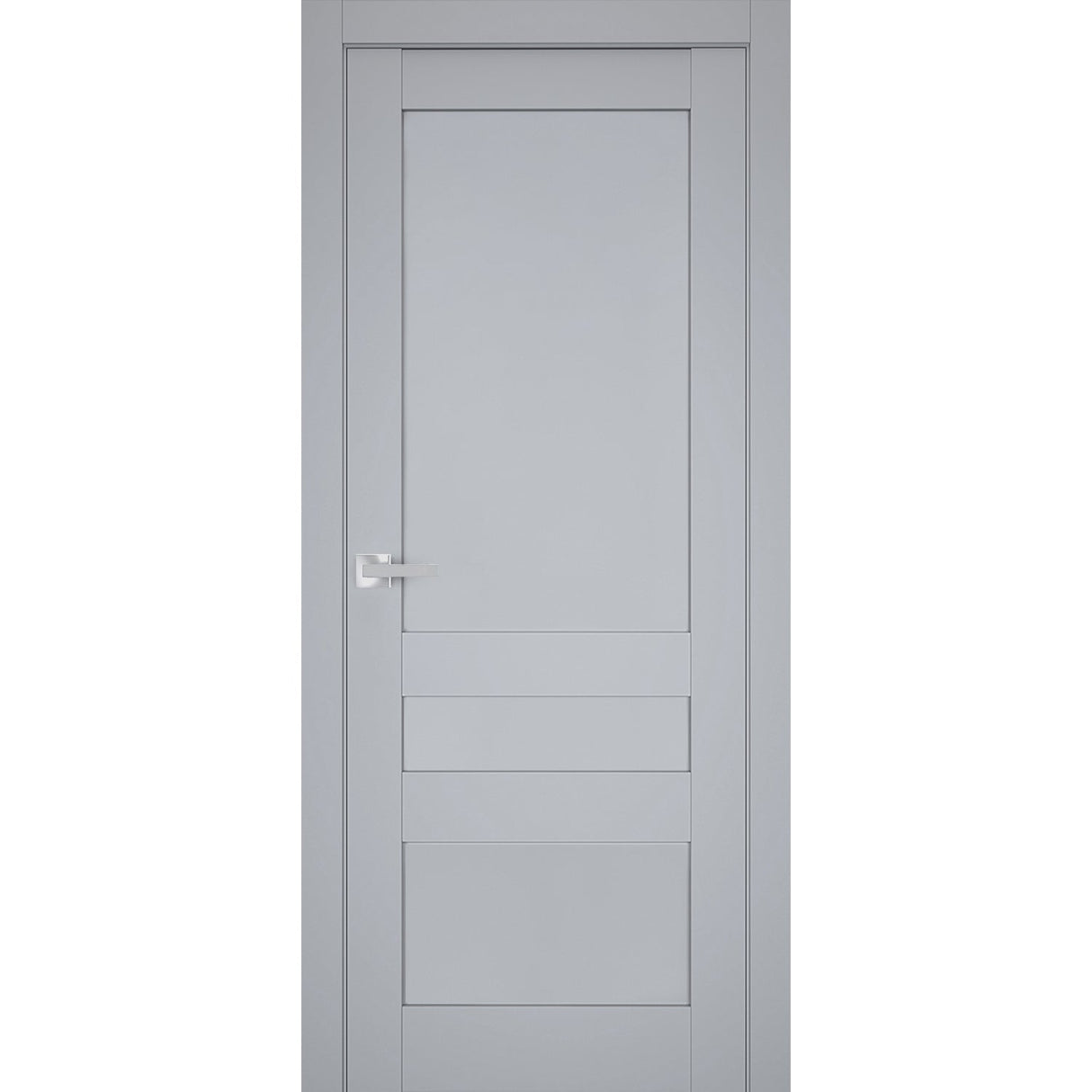 Interior Solid French Door | Veregio 7411 Matte Grey | Single Regular Panel Frame Trims Handle | Bathroom Bedroom Sturdy Doors