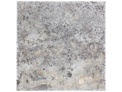8 X 8 In Silver Ash Brushed & Chiseled Travertine