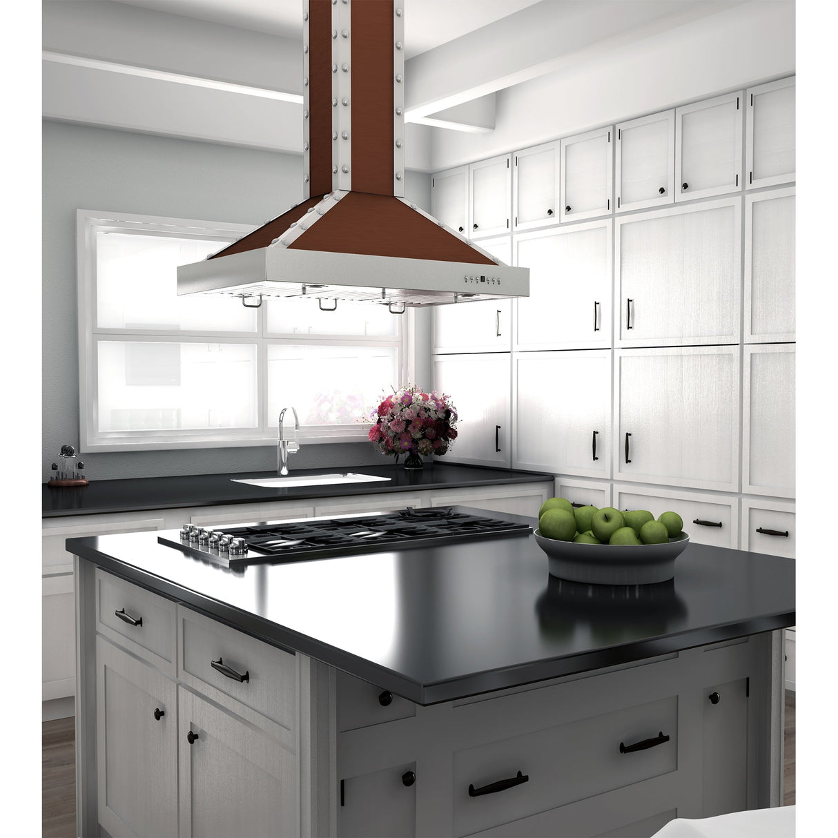 ZLINE 30 in. Designer Series Copper Island Mount Range Hood with Satin Stainless Steel Trim (KB2i-CSSXS-30)