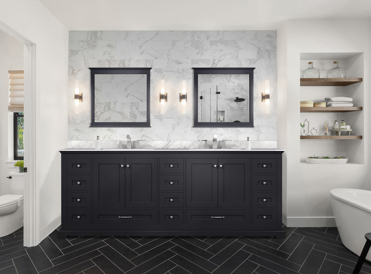 Dukes 84 in. Bathroom Freestanding Bathroom Vanity With Undermount Ceramic Sink with White Carrara Marble Top