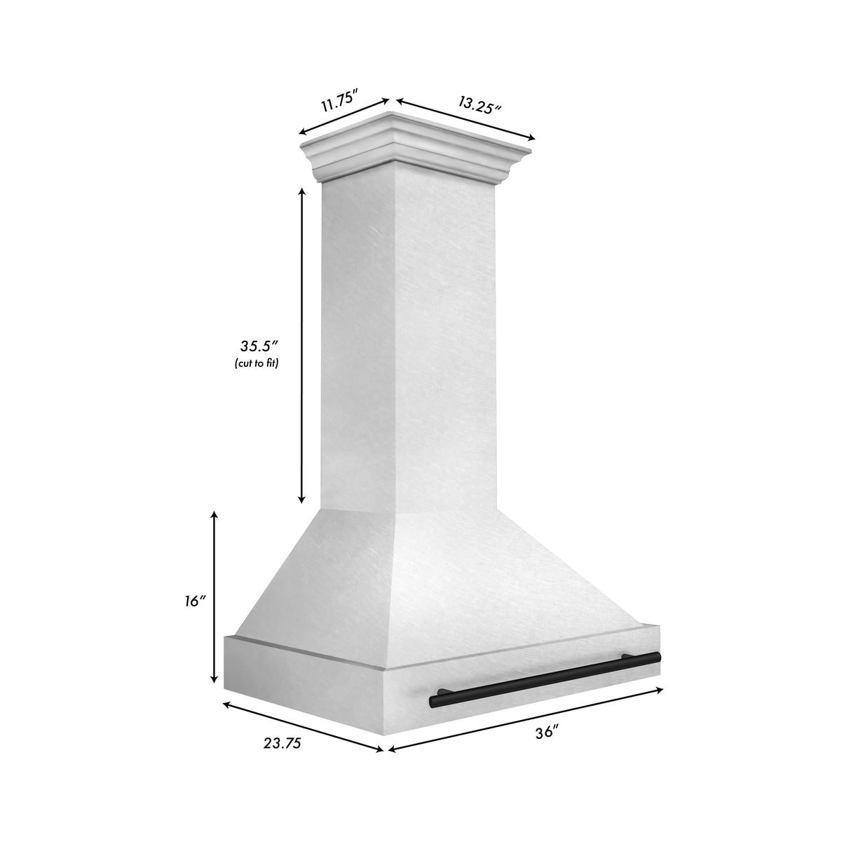 ZLINE Autograph Edition 36" Fingerprint Resistant Stainless Steel Range Hood with Matte Black Handle (8654SNZ-36-MB)