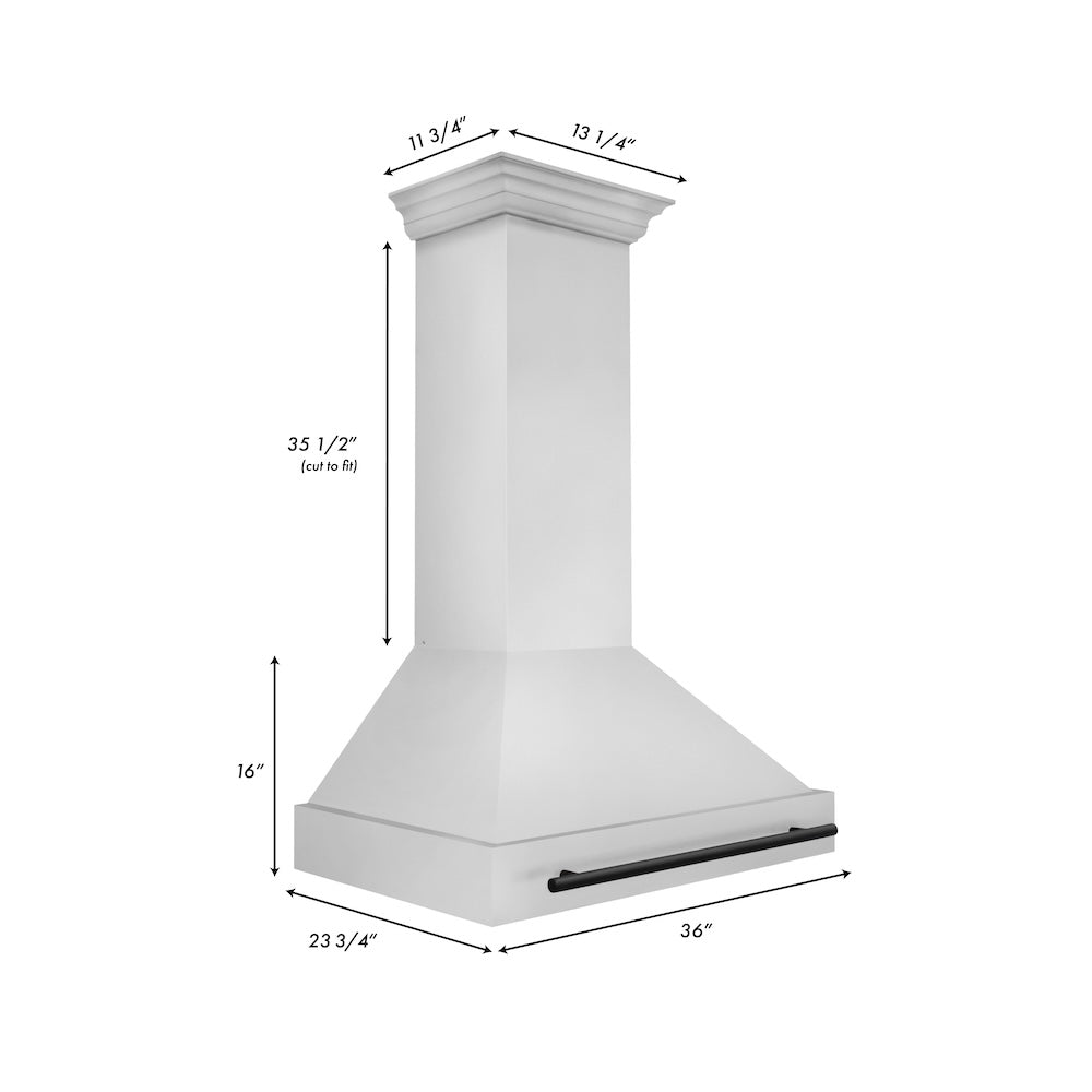 ZLINE Autograph Edition 36" Stainless Steel Range Hood with Stainless Steel Shell and Matte Black Handle (8654STZ-36-MB)