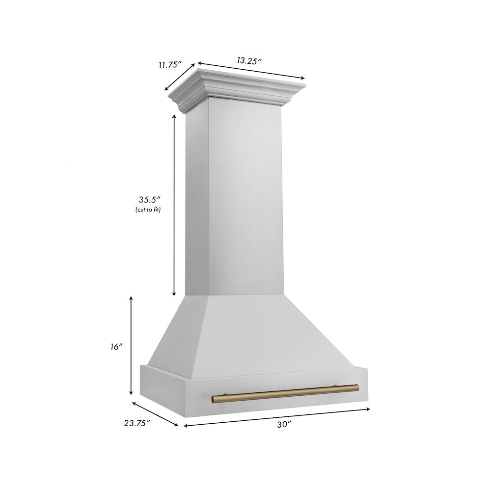 ZLINE Autograph Edition 30" Stainless Steel Range Hood with Stainless Steel Shell and Champagne Bronze Handle (8654STZ-30-CB)