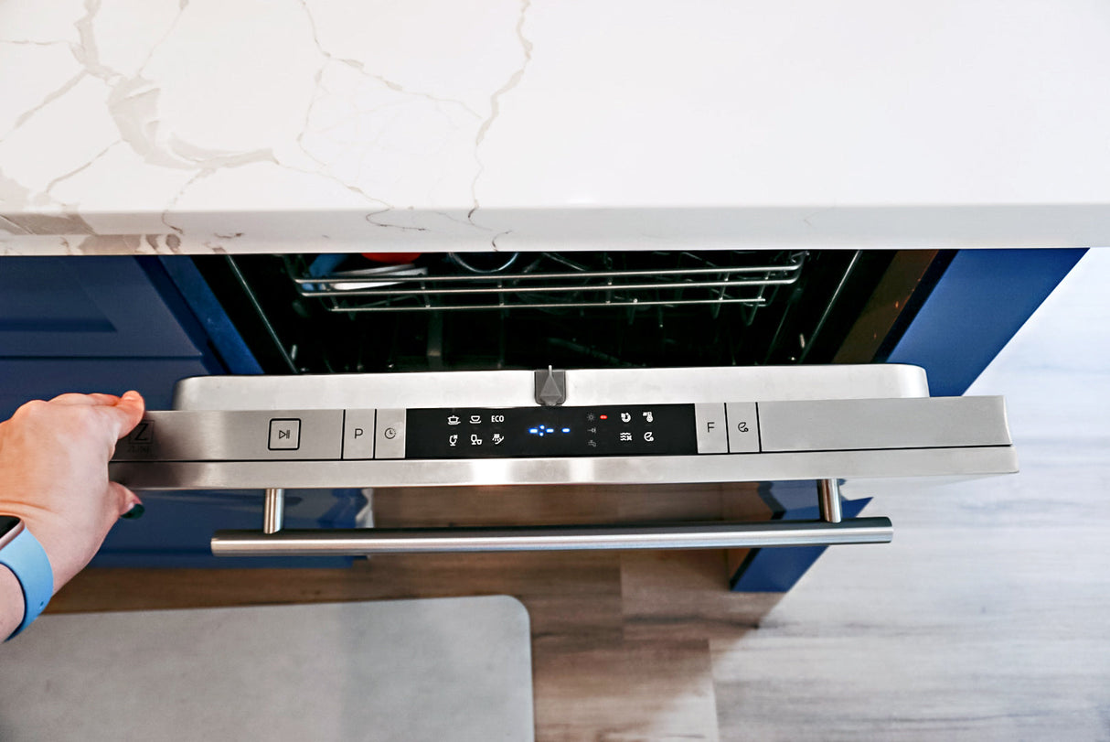 ZLINE 24 in. Stainless Steel Top Control Built-In Dishwasher with Stainless Steel Tub and Modern Style Handle (DW-304-24)