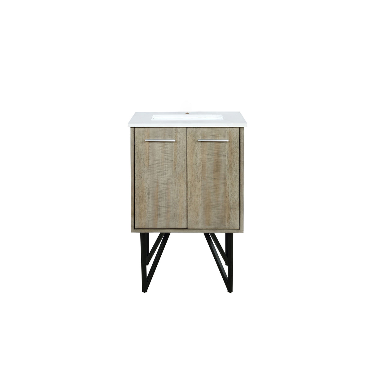 Lancy 24 in. Rustic Acacia Freestanding Bathroom Vanity with White Quartz Top, and White Square Sink