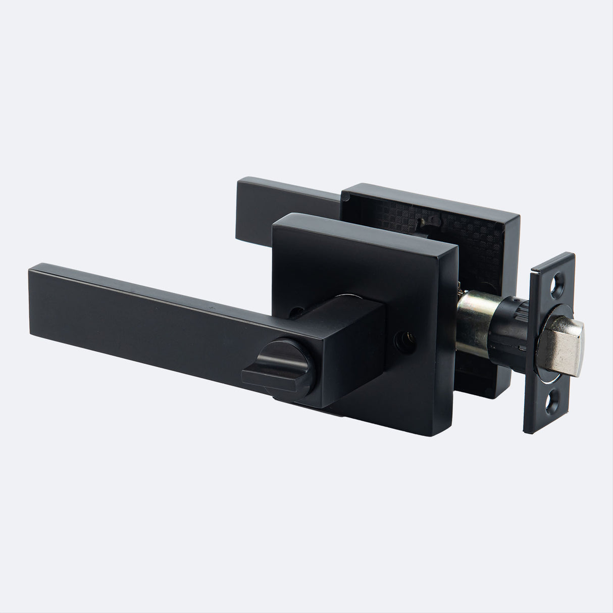 Ivanees Heavy Duty Privacy Leverset in Matt Black Finish with Exposed Screws