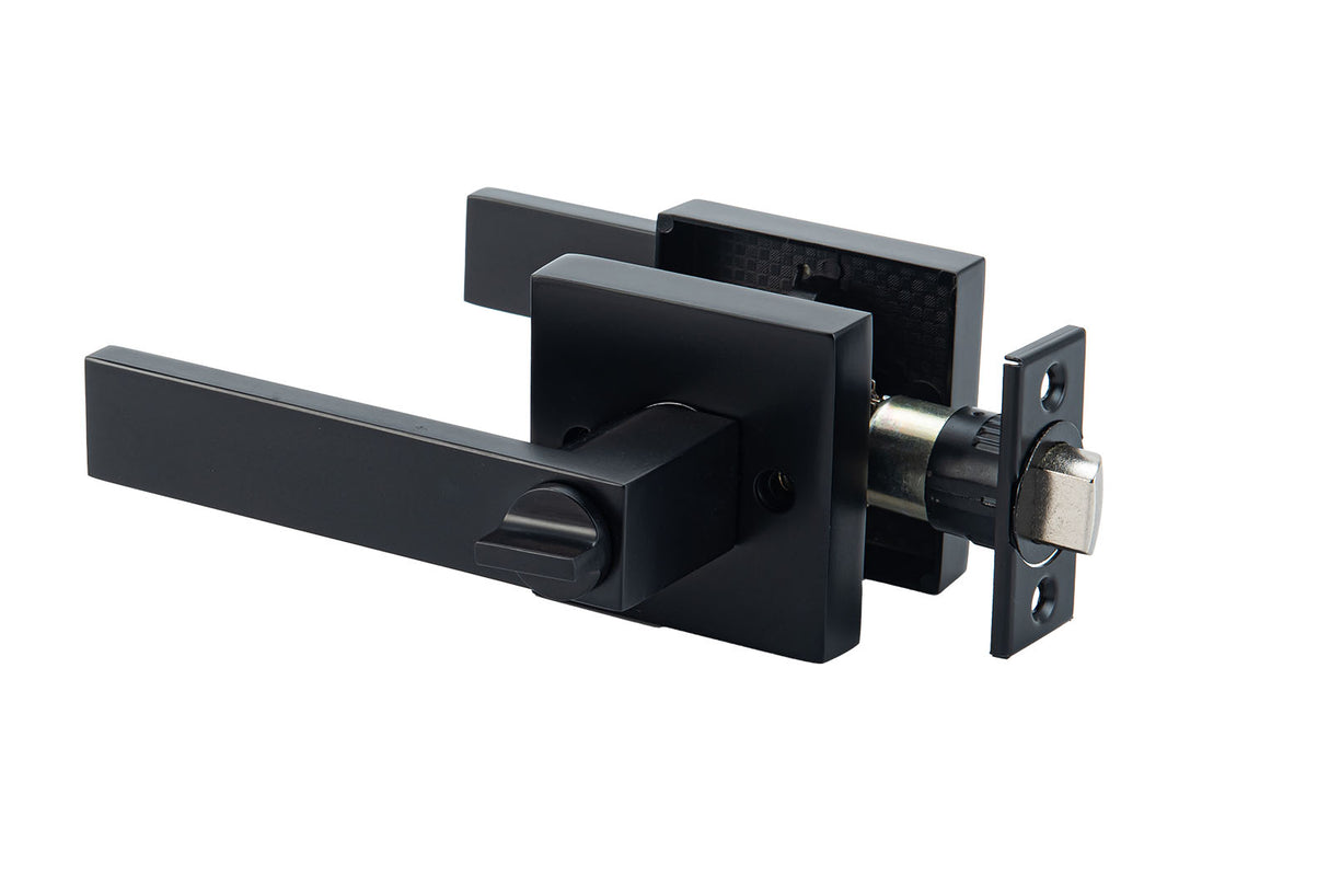 Ivanees Heavy Duty Privacy Leverset in Matt Black Finish with Exposed Screws