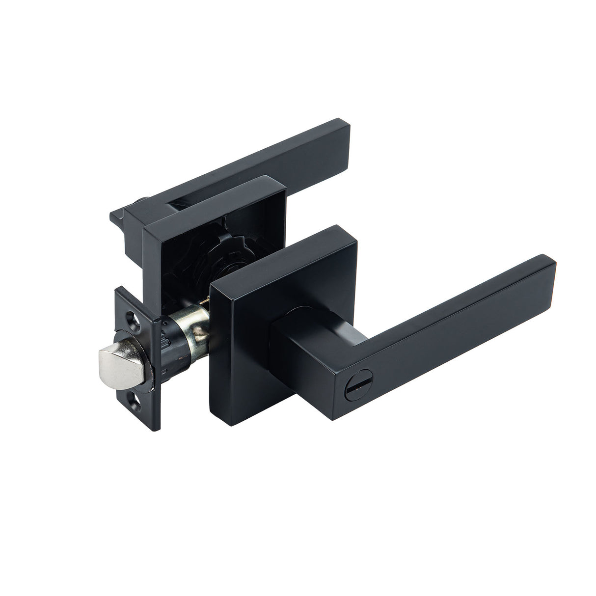 Ivanees Heavy Duty Privacy Leverset in Matt Black Finish with Exposed Screws