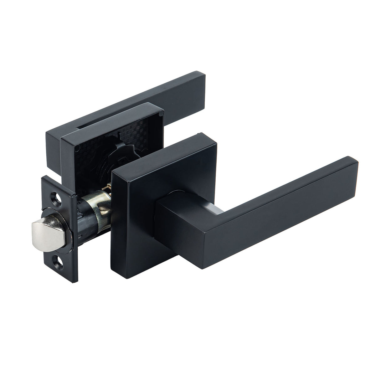 Ivanees Heavy Duty Passage Leverset in Matt Black Finish with Exposed Screws