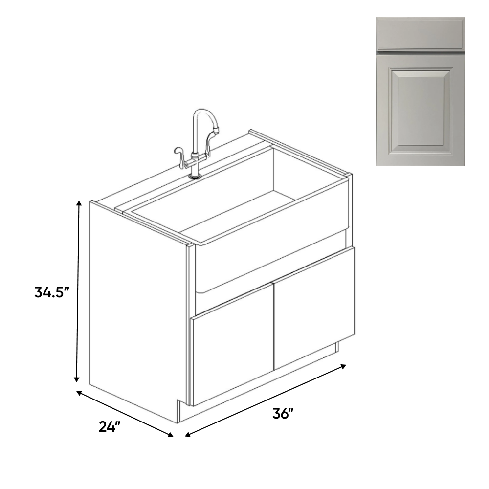 Avalon Ashen - 36 Inch Farm Sink Base Cabinet - 36