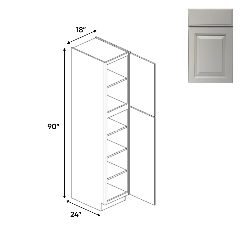 Avalon Ashen - 18 Inch Single Door Pantry Tall Cabinet - 18" Width x 90" Height x 24" Depth