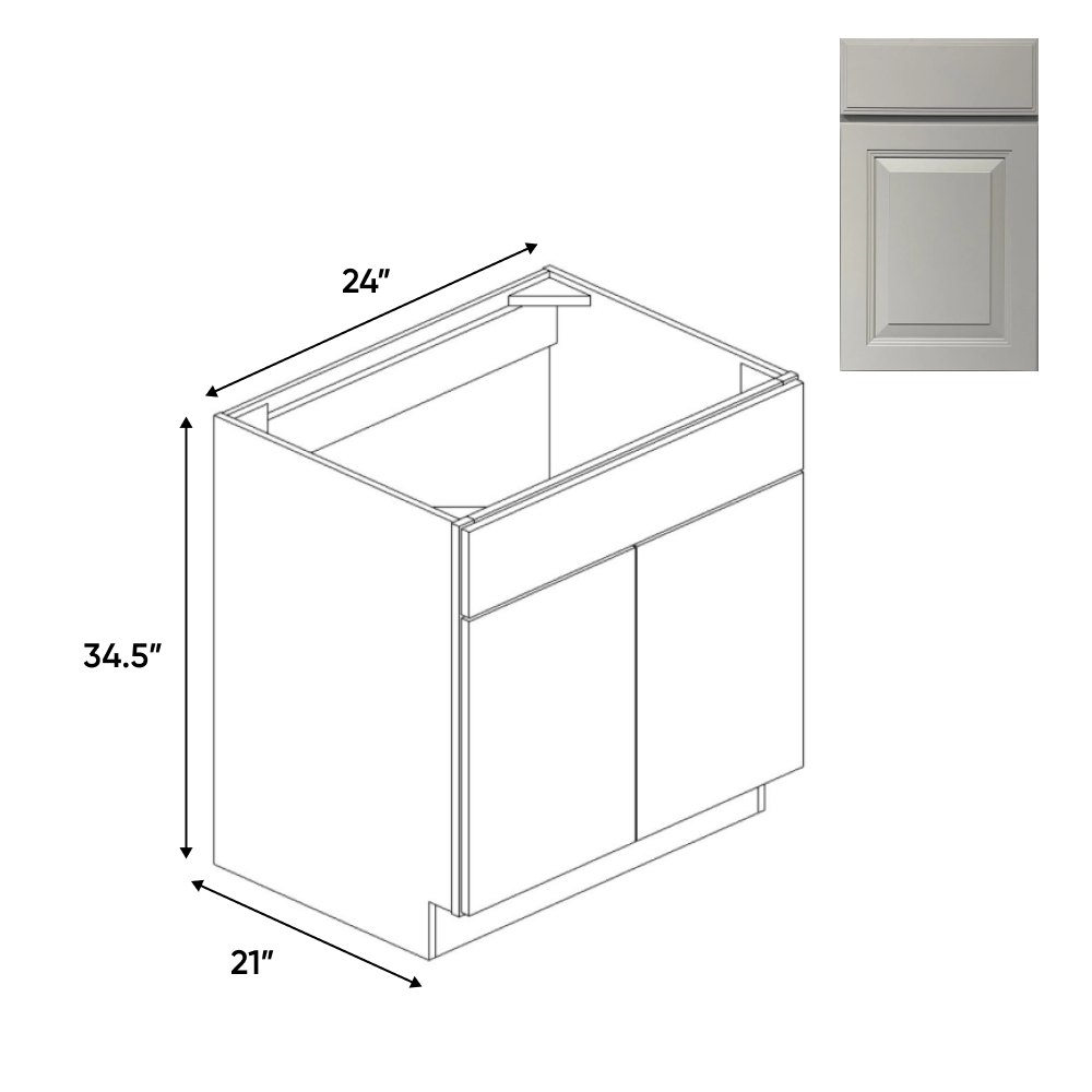 Avalon Ashen - 24 Inch Vanity Sink Base Cabinet - 24