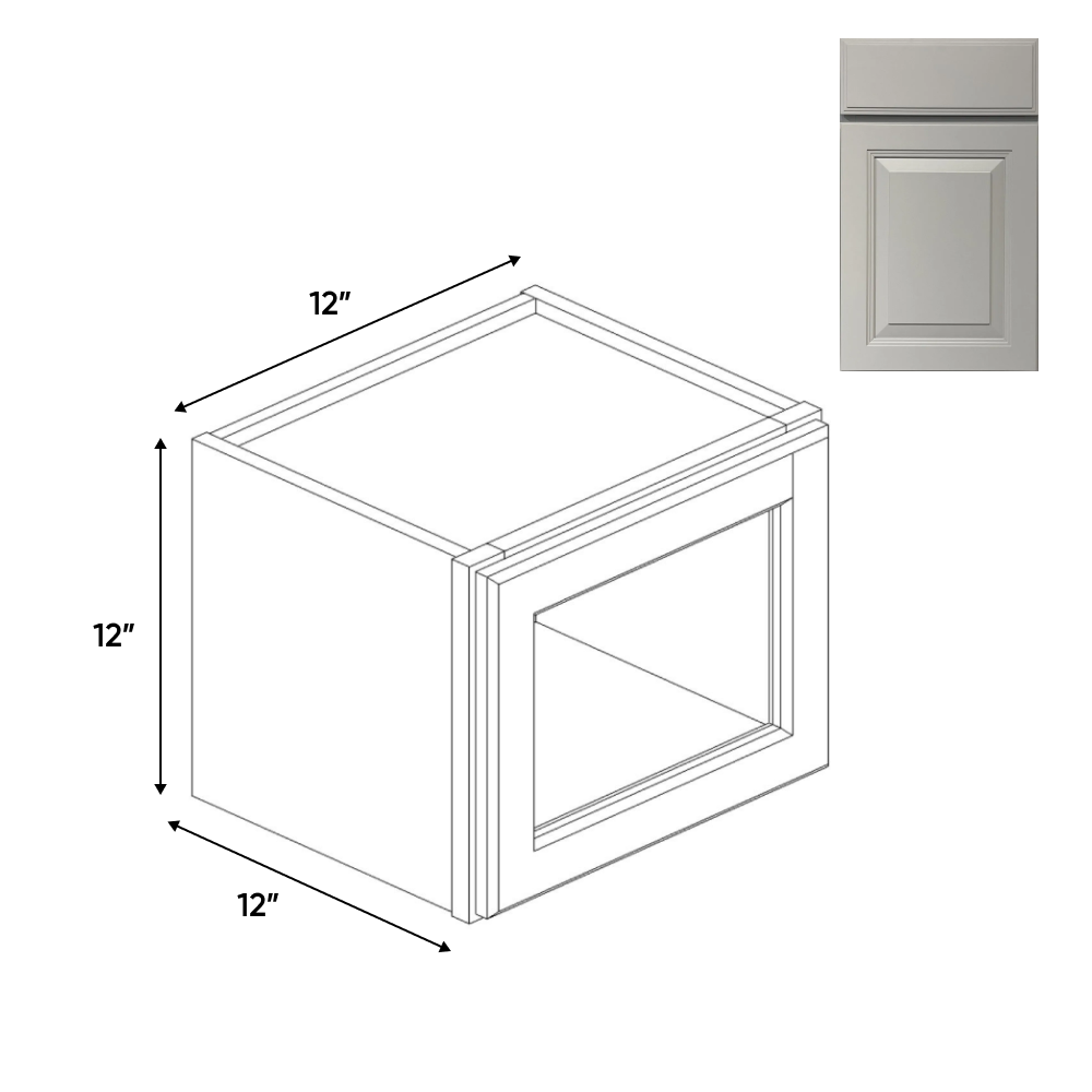 Avalon Ashen - 12 Inch Single Glass Door Wall Cabinet - 12