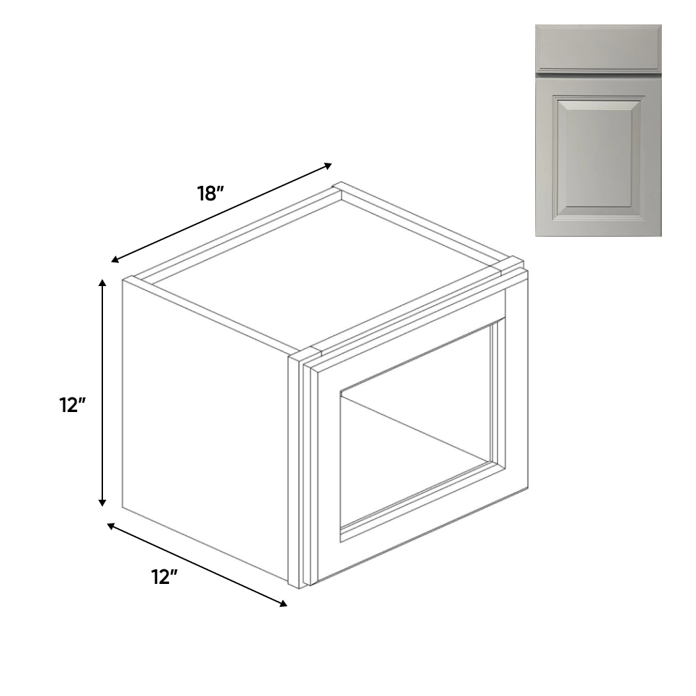 Avalon Ashen - 18 Inch Single Glass Door Wall Cabinet - 18