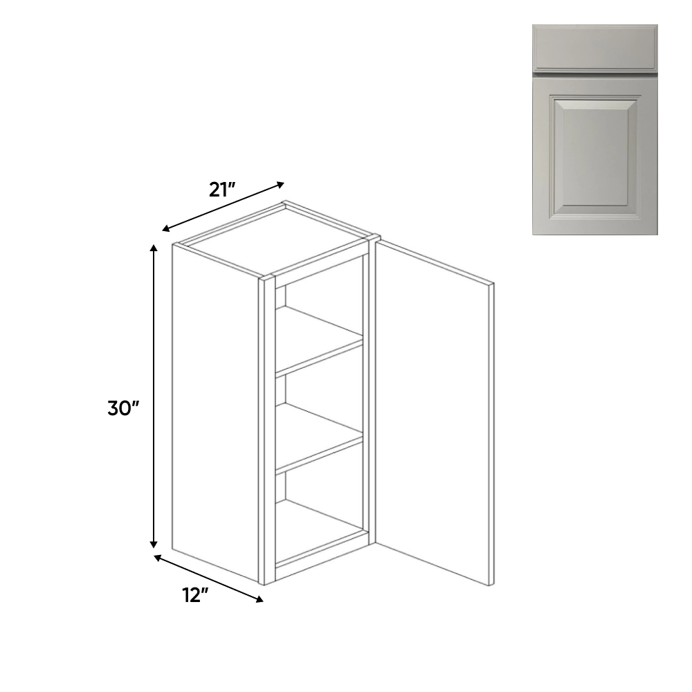 Avalon Ashen - 21 Inch Height Single Door Wall Cabinet - 21" Width x 30" Height x 12" Depth