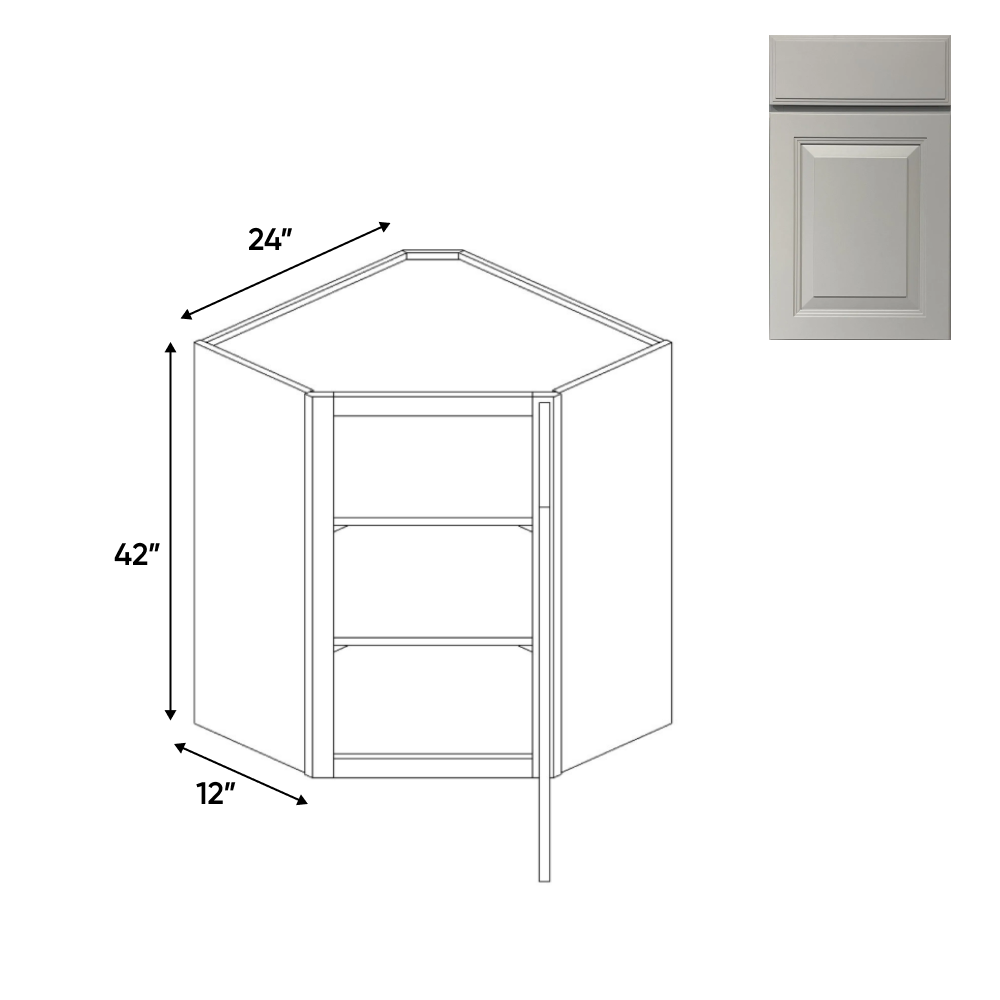 Avalon Ashen - 24 Inch Diagonal Corner Wall Cabinet - 24
