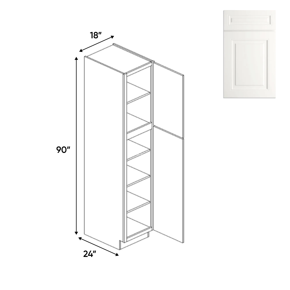 Atlas Blanco - 18 Inch Single Door Pantry Tall Cabinet - 18" Width x 90" Height x 24" Depth