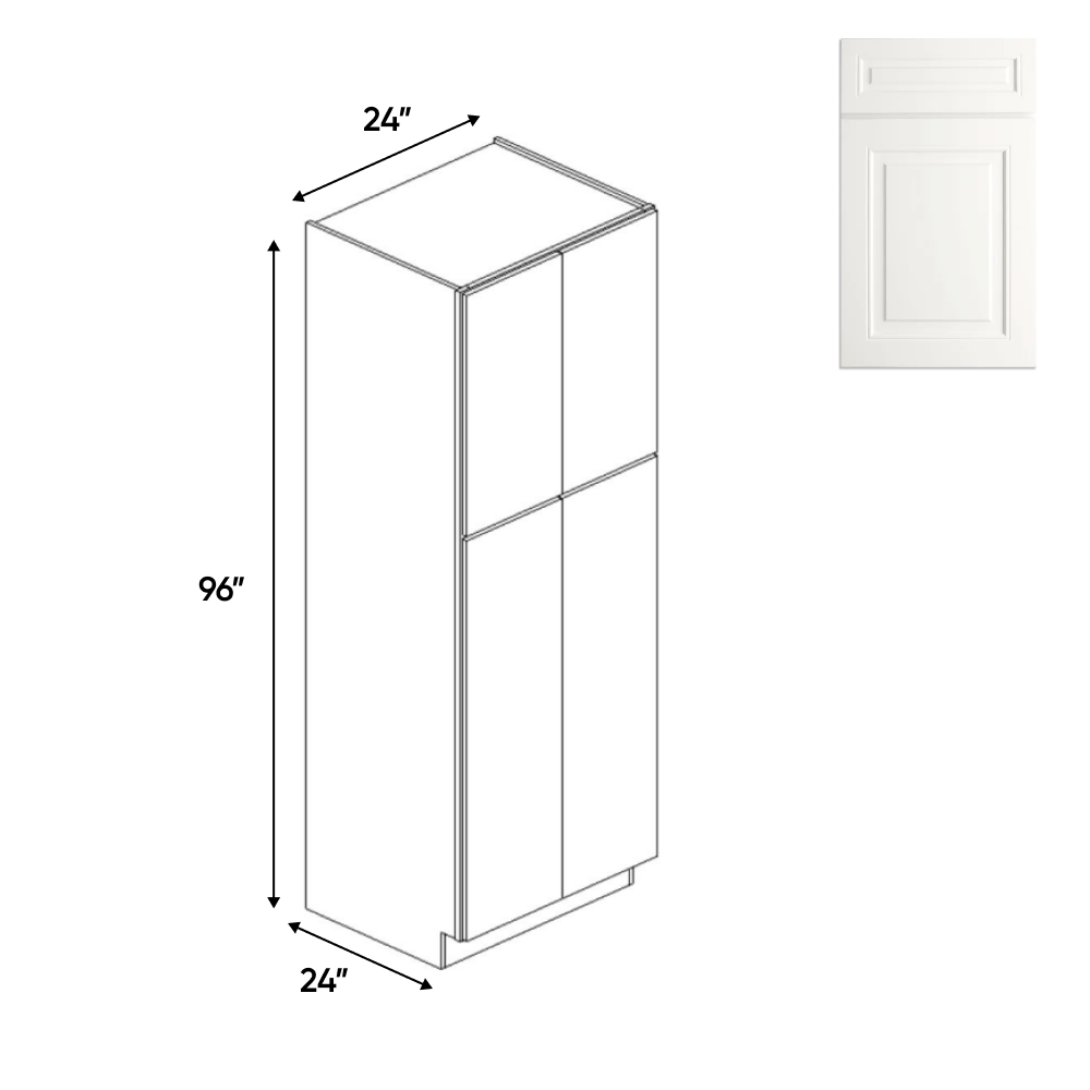 Atlas Blanco - 24 Inch Double Door Pantry Tall Cabinet - 24" Width x 96" Height x 24" Depth