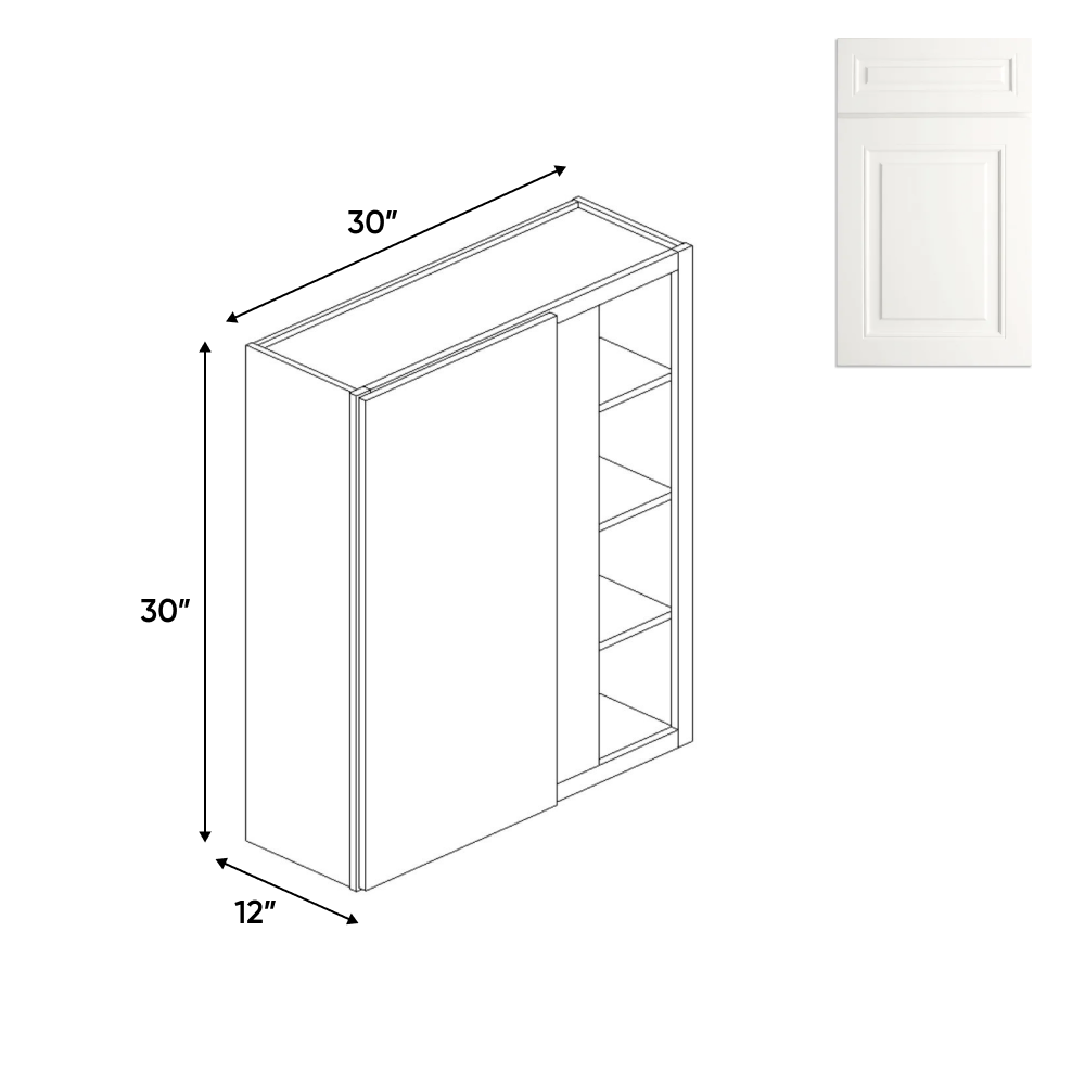 Atlas Blanco - 30x30 Inch Wall Blind Corner Wall Cabinet - 30" Width x 30" Height x 12" Depth