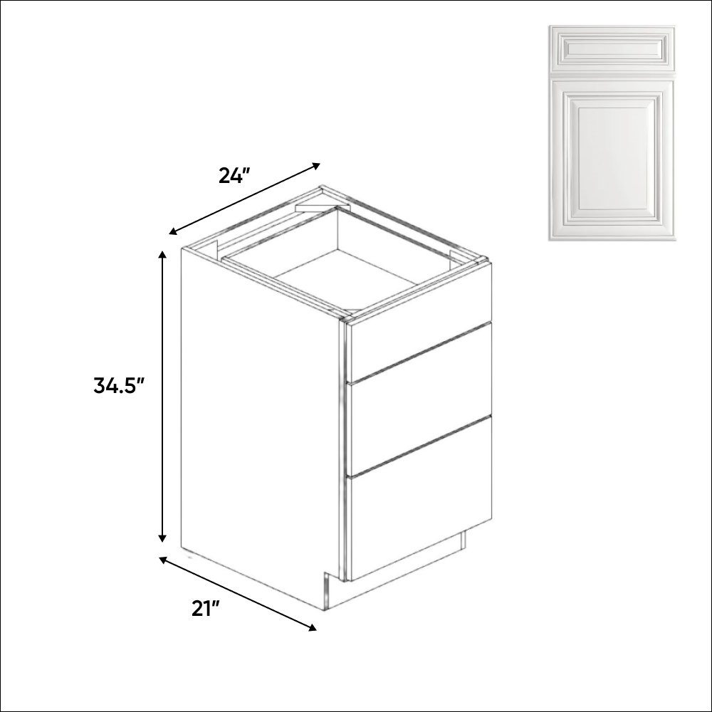 Arlington Oatmeal - 24 Inch Vanity Drawer Base Cabinet - 24" Width x 34.5" Height x 21" Depth
