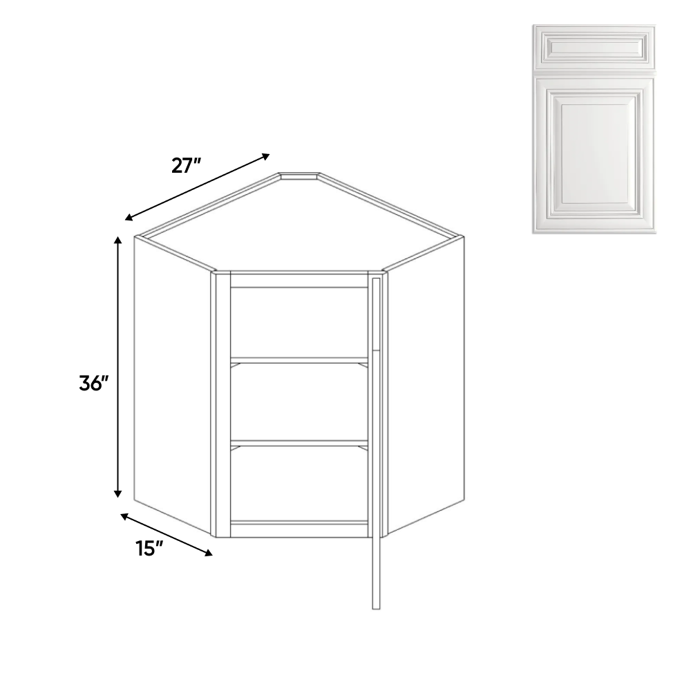 Arlington Oatmeal - 27 Inch Diagonal Corner Wall Cabinet - 27" Width x 36" Height x 15" Depth