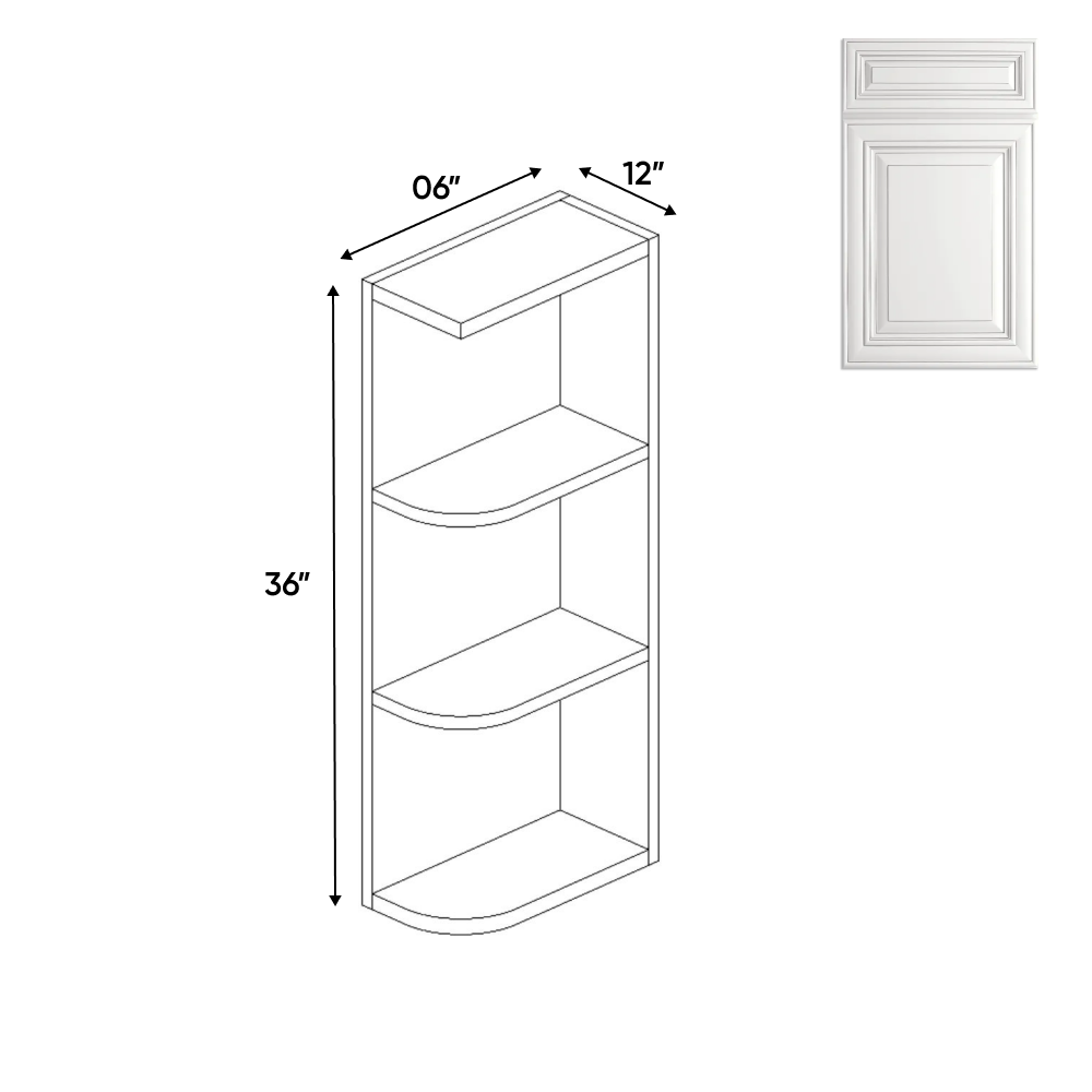 Arlington Oatmeal - 36 Inch Wall Open Shelf Wall Cabinet - 06" Width x 36" Height x 12" Depth