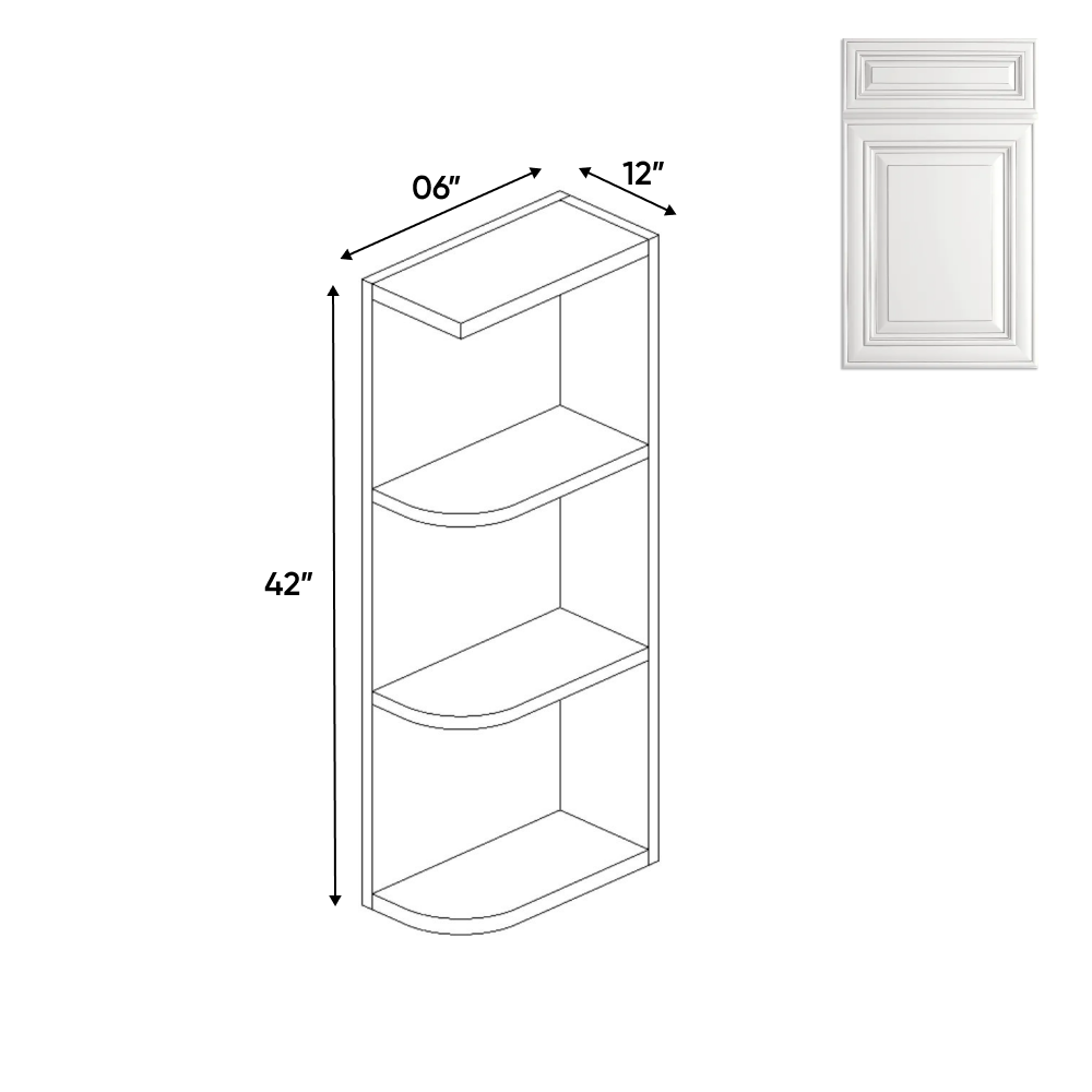 Arlington Oatmeal - 42 Inch Wall Open Shelf Wall Cabinet - 06" Width x 42" Height x 12" Depth