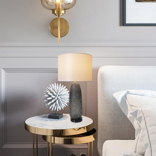 Flores Petals Textured Cylinder Glass Table Lamp 29" - Smoke Gray/Light Gray