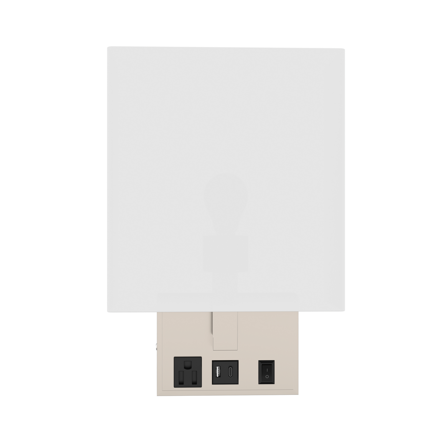 Modern LED Wall Sconce With 1 USB, 1 Switch, 1 Outlet - UL Listed, Satin Nickel Finish W/ White shade