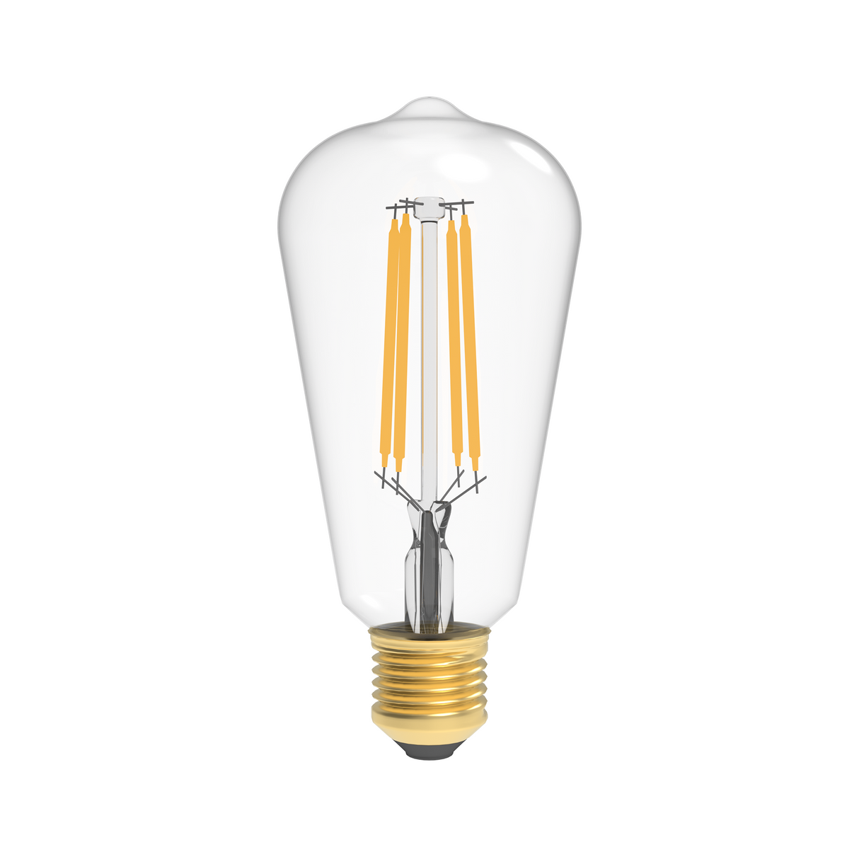 ST18 Dimmable Straight Filament Vintage Edison LED Light Bulb, 6W, 2700K, 600LM, 120V/60Hz, 4-filament, E26, Clear, Warm Amber Light - D2.28"*5.12"H